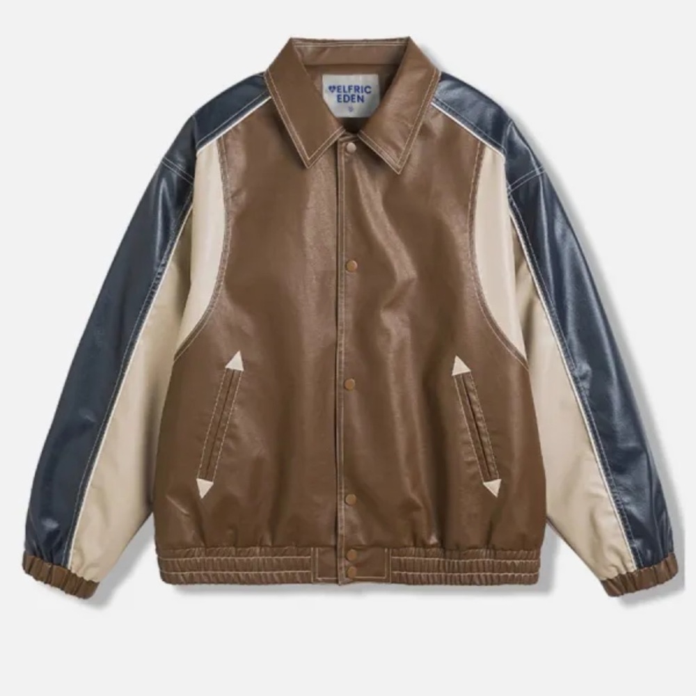 Aelfric Eden Men's Brown and Blue Bomber Jacket - size L